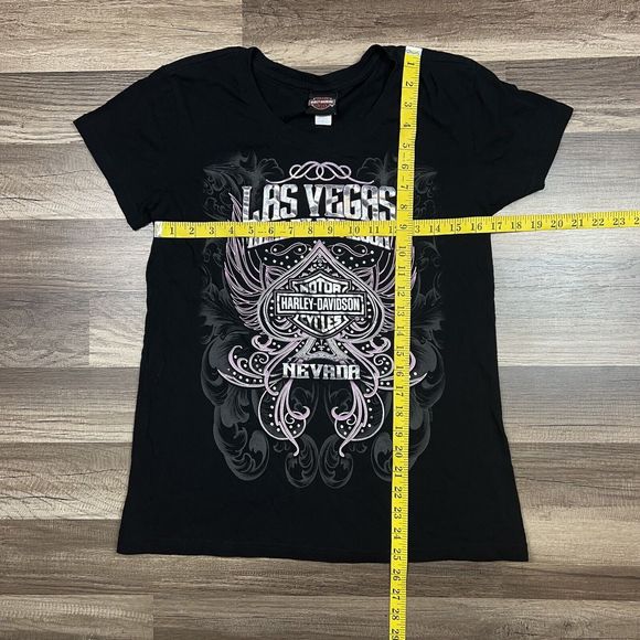Y2K Harley Davidson Las Vegas Women’s Black T-shirt Size Large - Picture 6 of 10